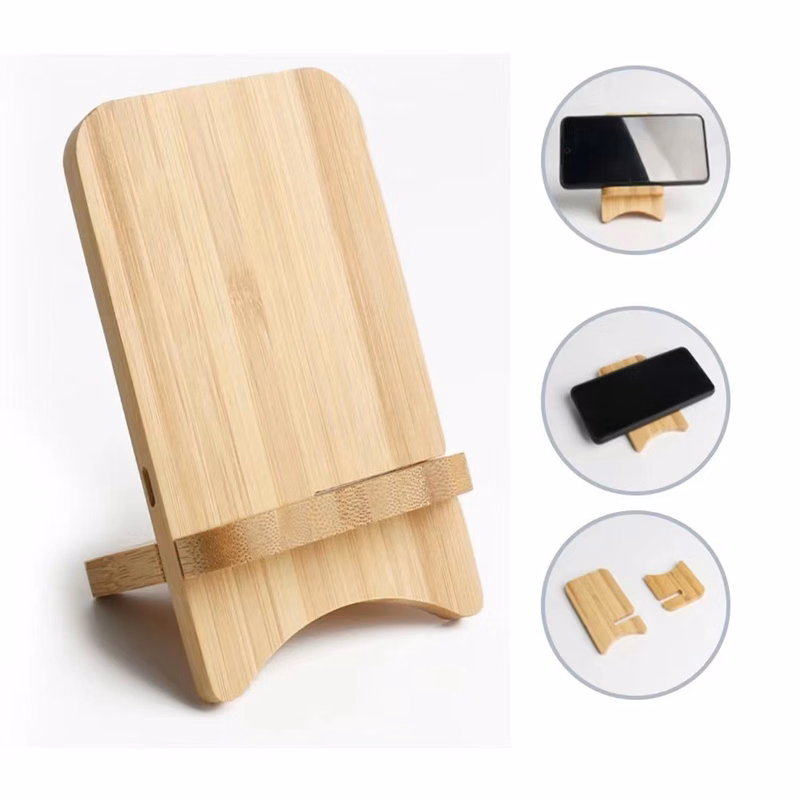 Bamboo Phone Stand w/ Wireless Charger