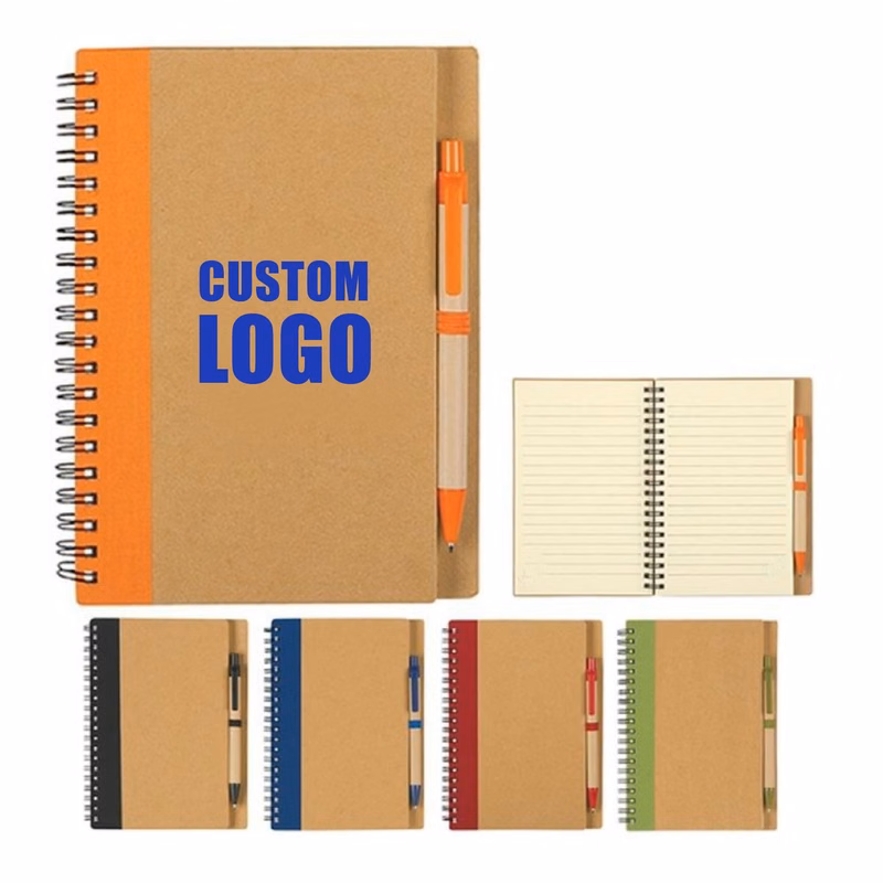 Kraft Paper Coil Notebook with Pen
