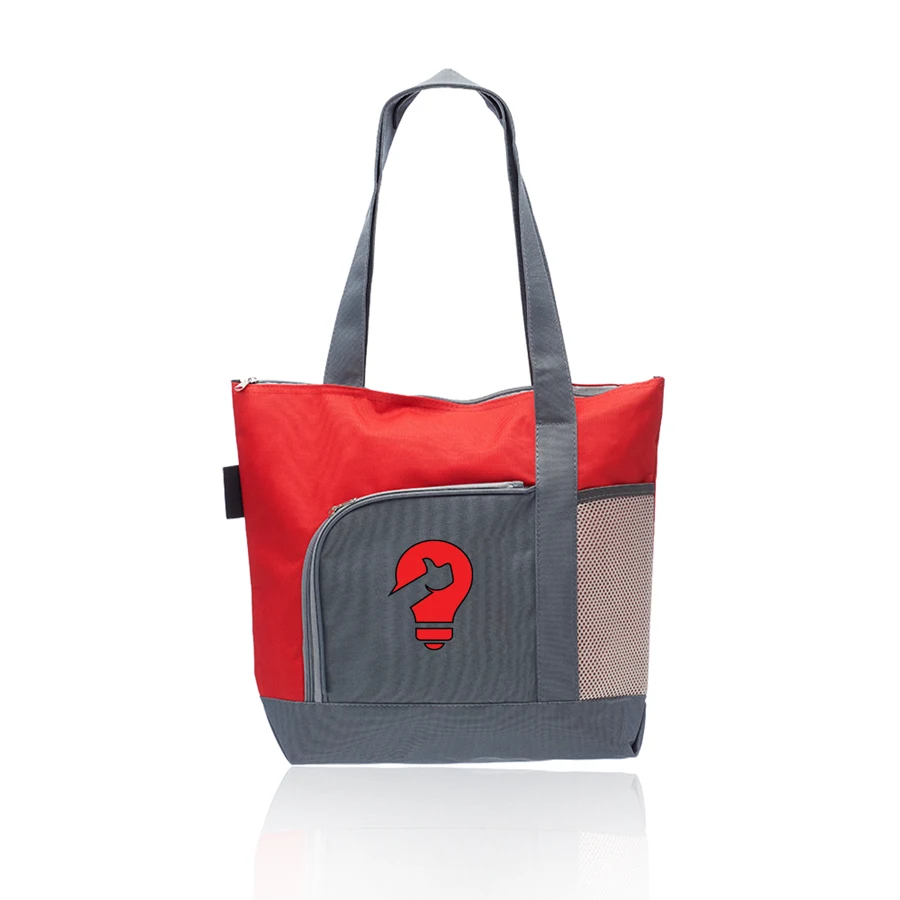 Polyester Canvas Two-Tone Tote - 16.5"W x 14.5"H x 4.5"D, custom tote bag with logo imprint 1
