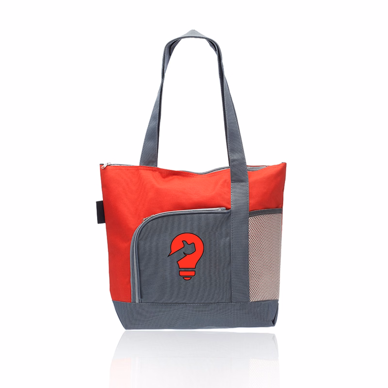 Polyester Canvas Two-Tone Tote - 16.5"W x 14.5"H x 4.5"D