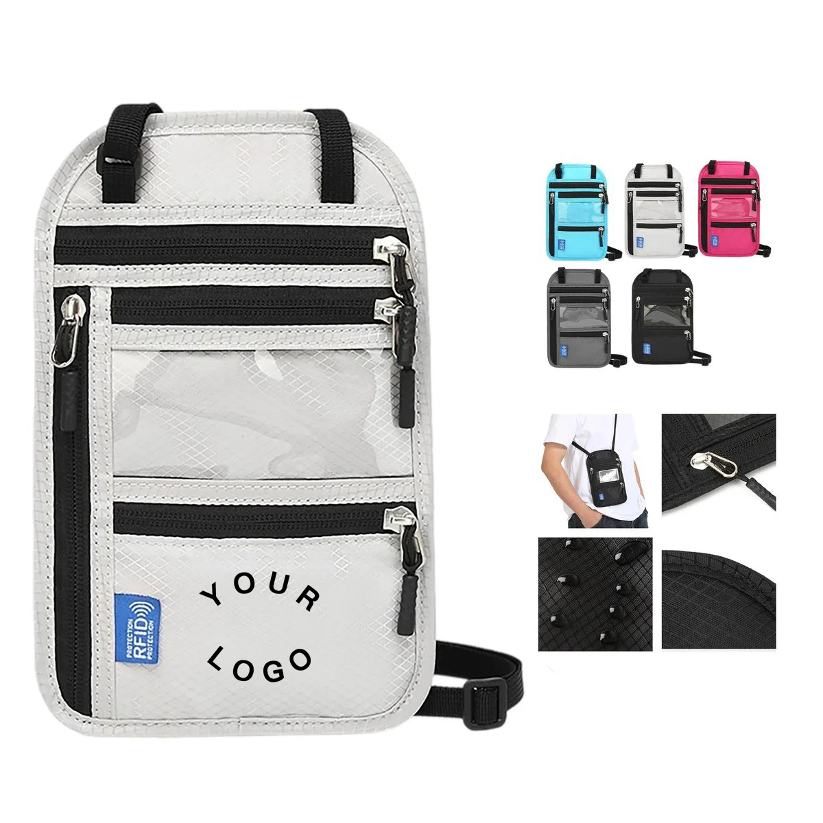 Passport Organizer with Adjustable Strap, custom luggage tag with logo imprint 1