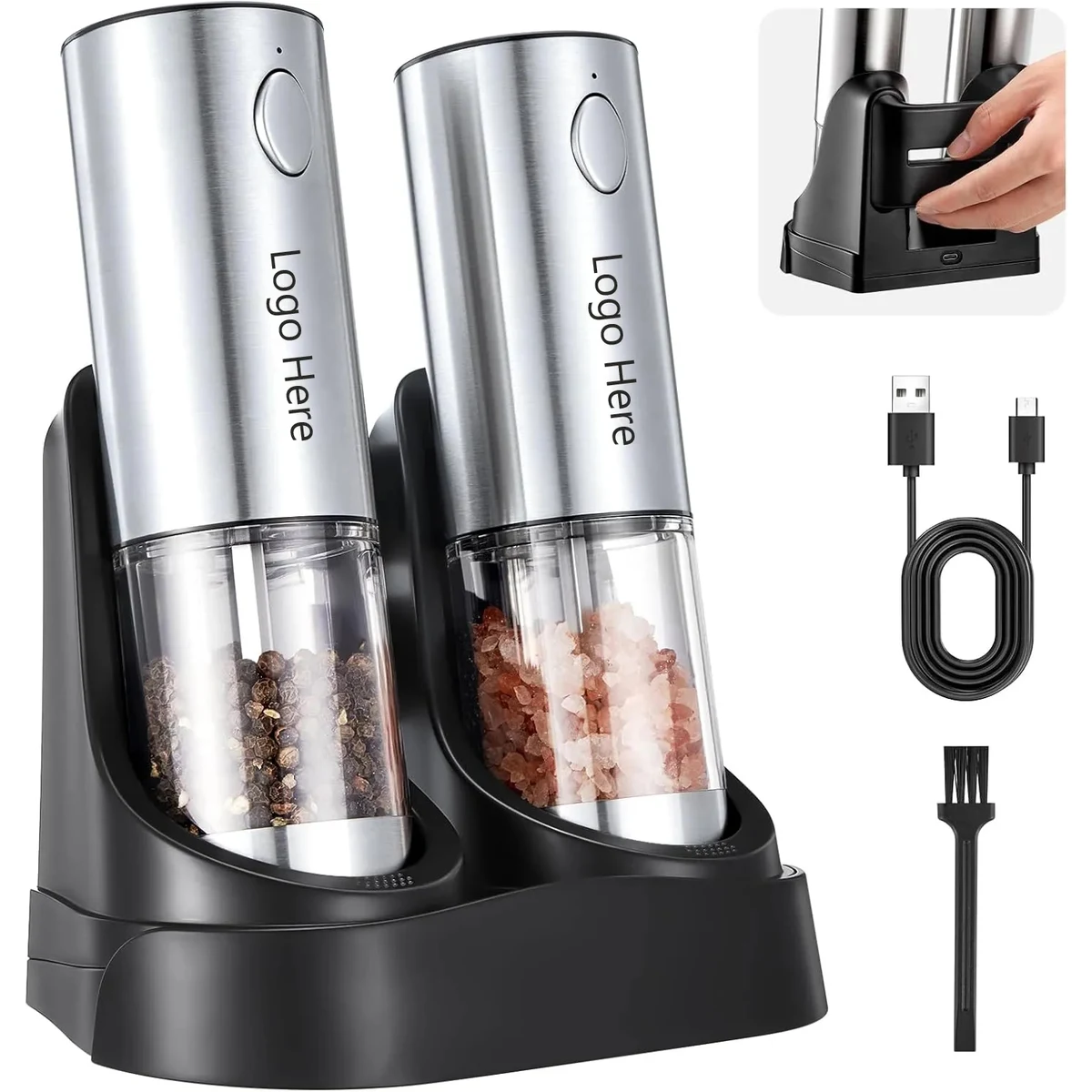 Upgraded Rechargeable Electric Salt and Pepper Grinder Set 1