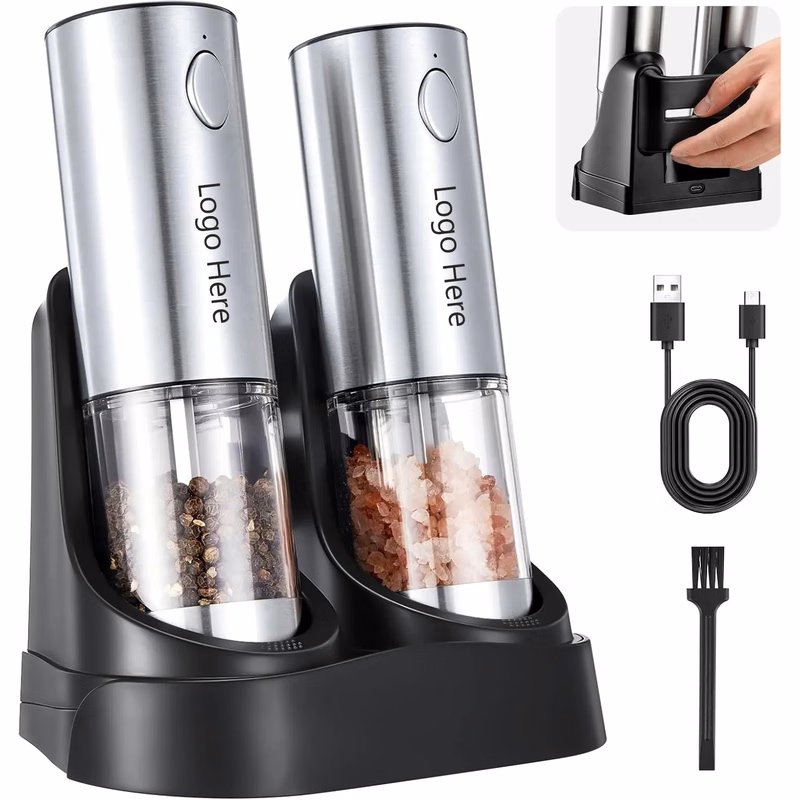 Upgraded Rechargeable Electric Salt and Pepper Grinder Set