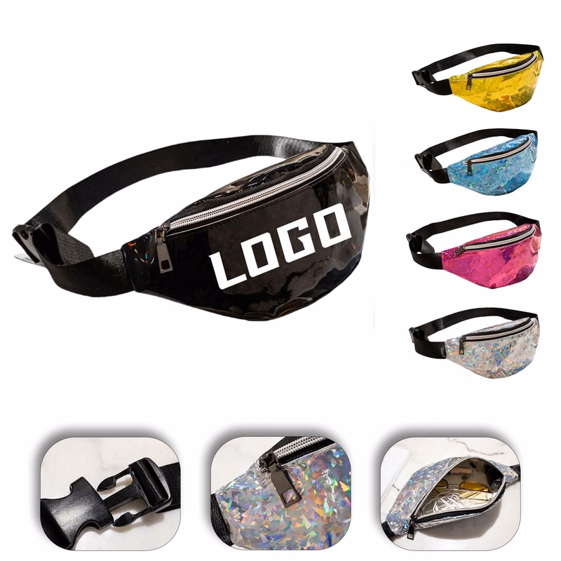 Custom Holographic Fanny Pack, Glass Shard Texture