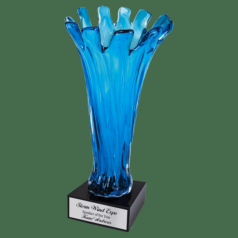 12.5" Blue Cup Art Glass