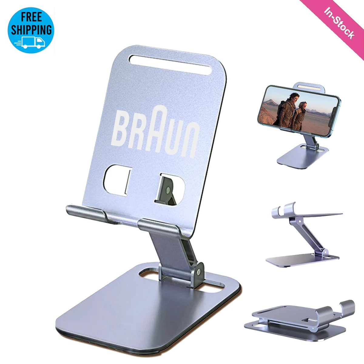 Metal Folding Adjustable Desktop Cell Phone Stand Holder 1