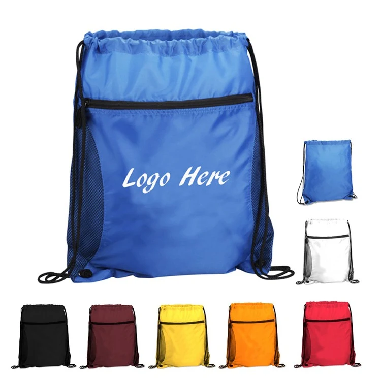 Drawstring Sport Backpack with Front Zipper Pocket 1