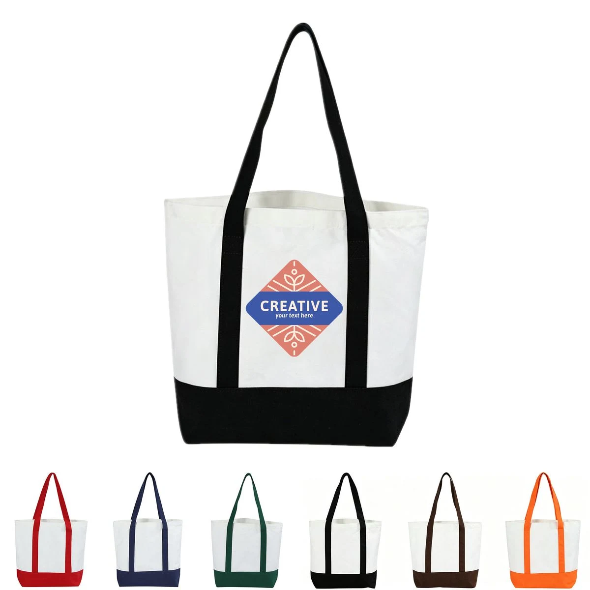 Contrast Color Reusable Grocery Tote, custom tote bag with logo imprint 1