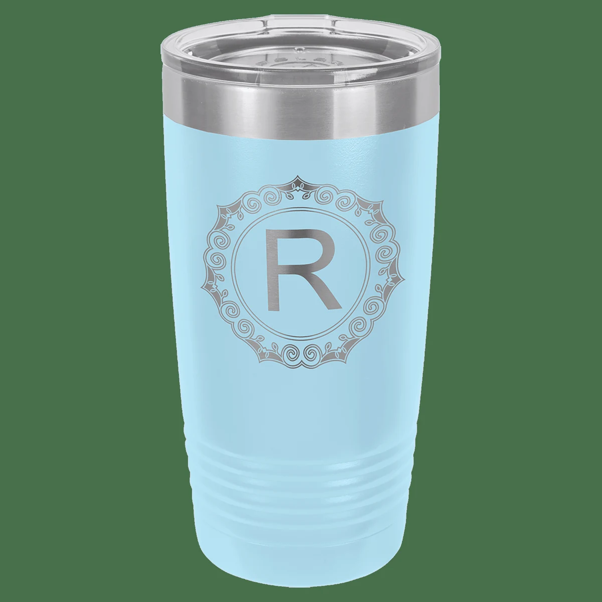 Polar Camel 20 oz. Light Blue Vacuum Insulated Ringneck Tumbler with Clear Lid 1