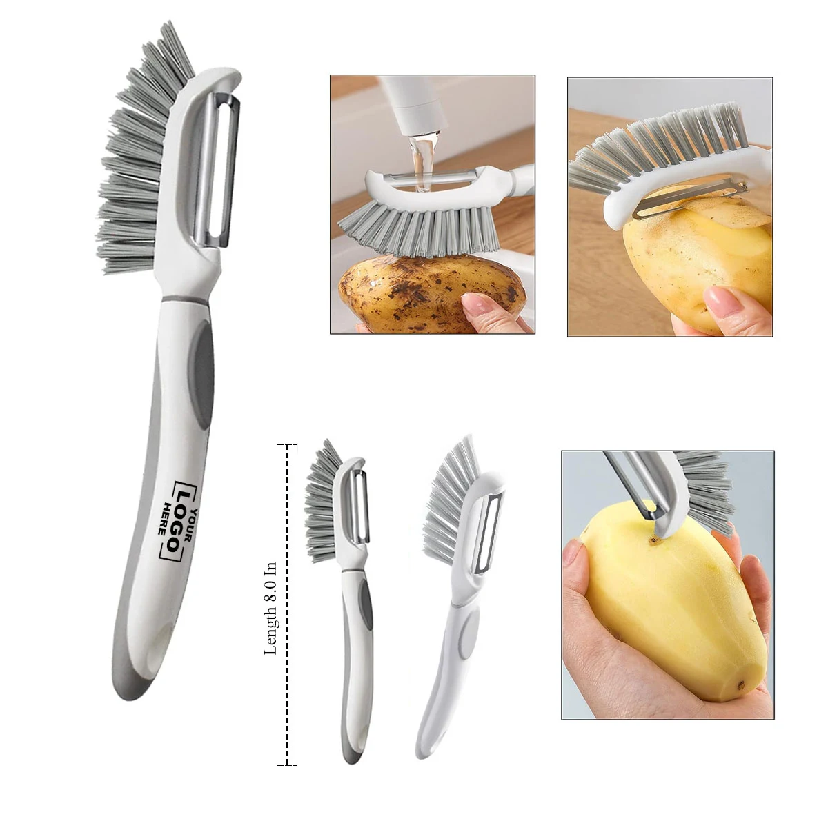 Vegetable Fruit Brush with Peeler 2 in 1 1