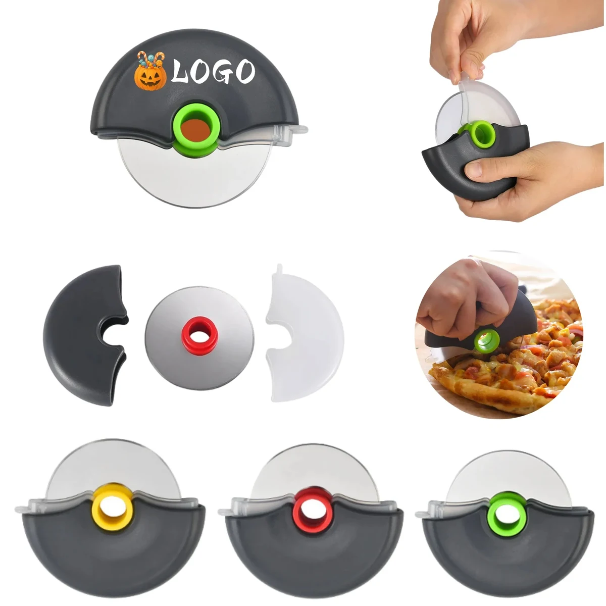 Circular Roller Pizza Knife With Protective Cover 1