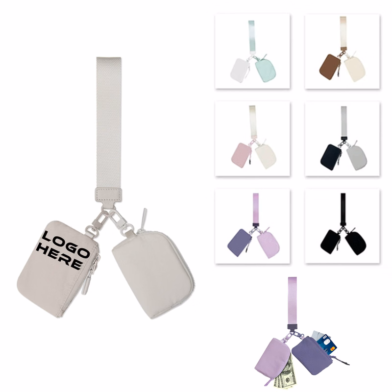 Mini Zip Dual Pouch Keychain Wallet