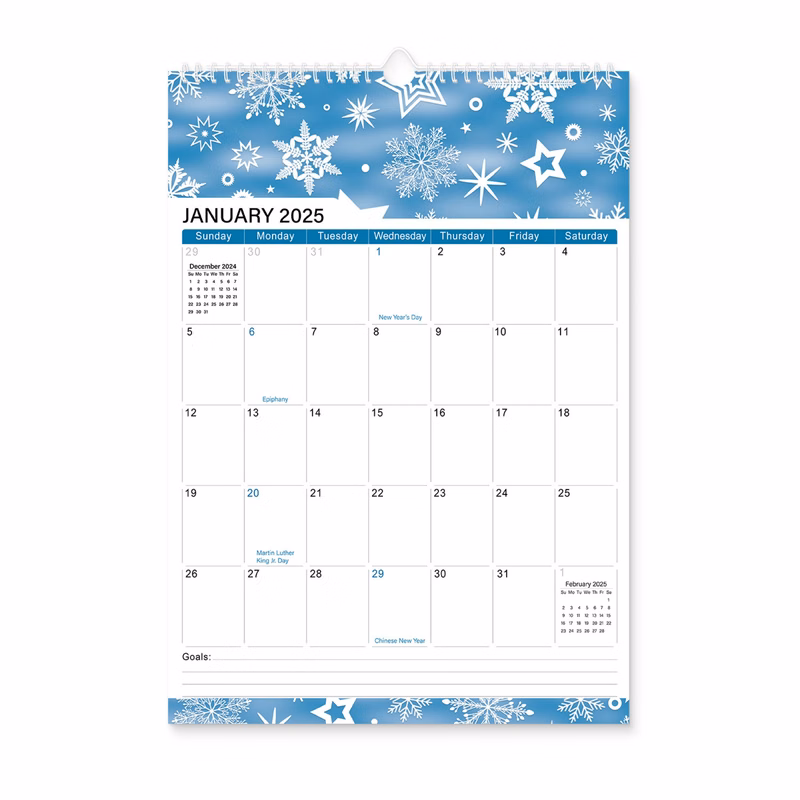 18 Months 17"*12" Snowflake Wall Calendar From Jan 2025 To June 2026