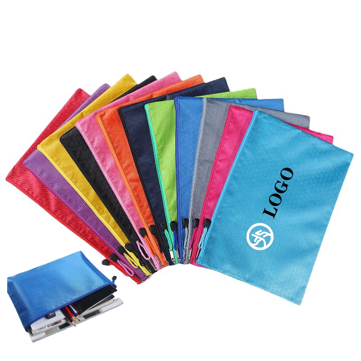 Canvas Office File Bags Waterproof Soccer Pattern Zipper Bags 1