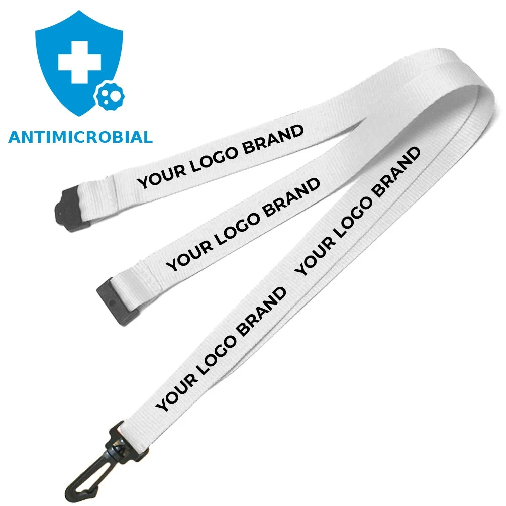 3/4" Antimicrobial Lanyard with Safety Neck Breakaway, Wide Plastic J-Hook and Screen Printed 1