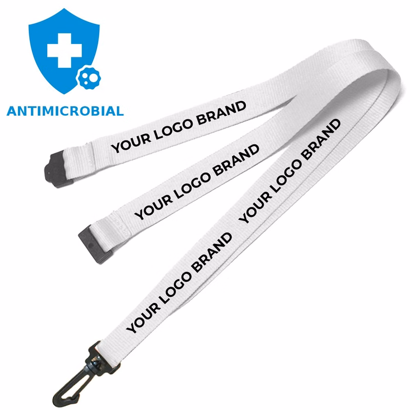 3/4" Antimicrobial Lanyard with Safety Neck Breakaway, Wide Plastic J-Hook and Screen Printed