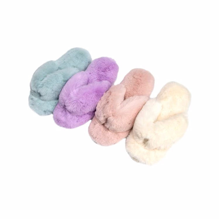 Women's Cute Plush Indoor House Slippers with Contrast Trimming Assorted S-XL