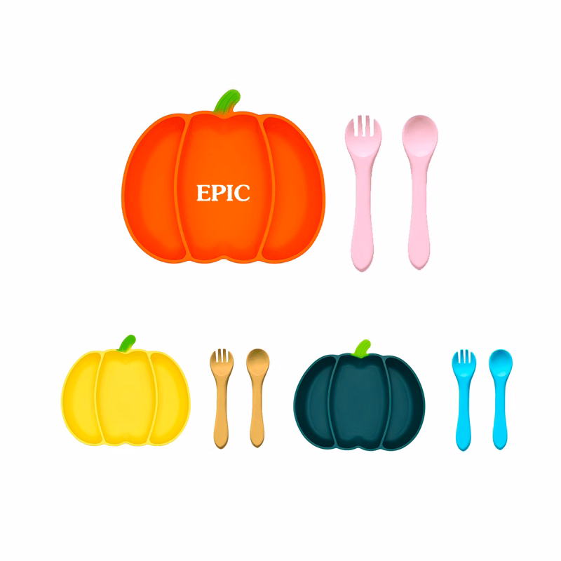 Silicone Non-Slip Halloween Pumpkin Dinner Plate
