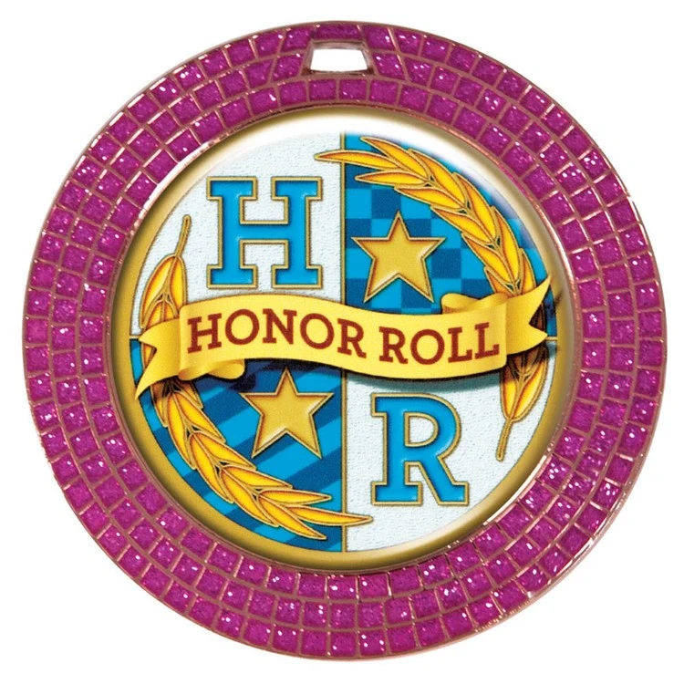 Express Vibraprint™ Pink Glitter Insert Medal (2-3/4") 1