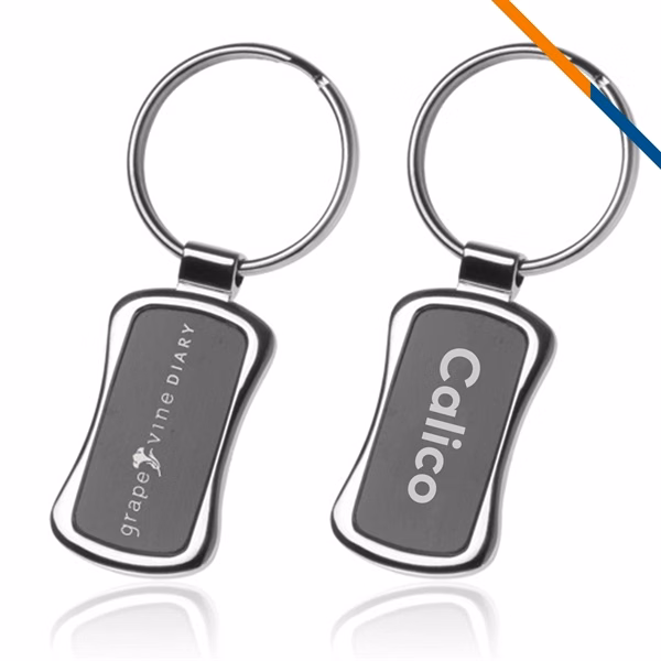 Custom Metal Keychain with Black Chrome Accents 1 x 3.25 Inch — Promo Giveaway
