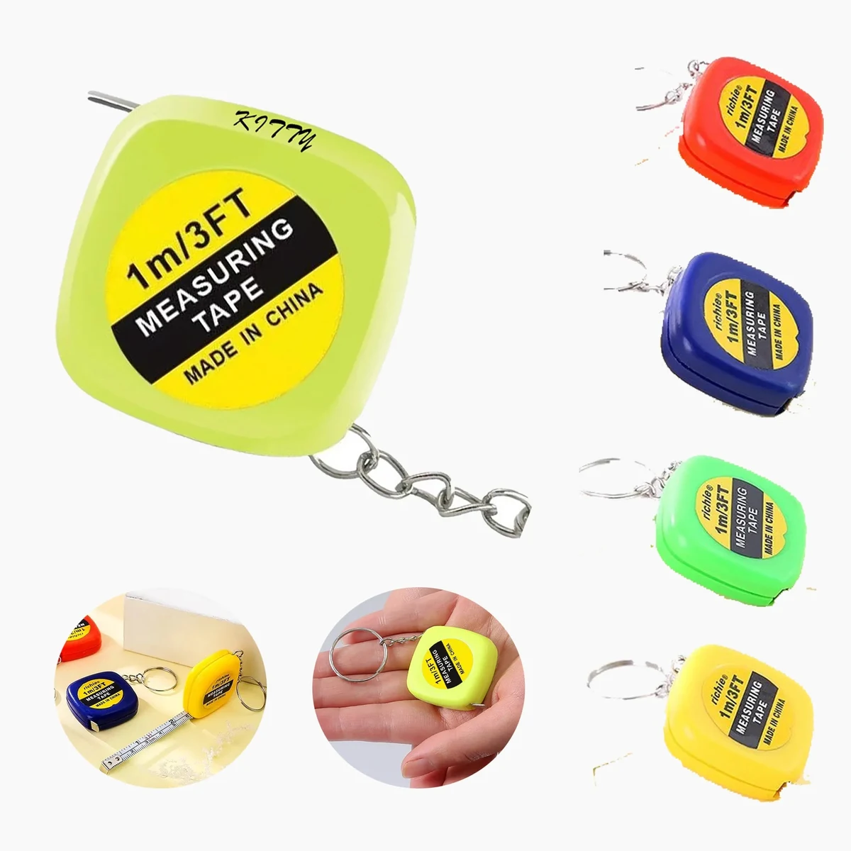 Automatic Retractable 1M Square Tape Measure Keychain 1