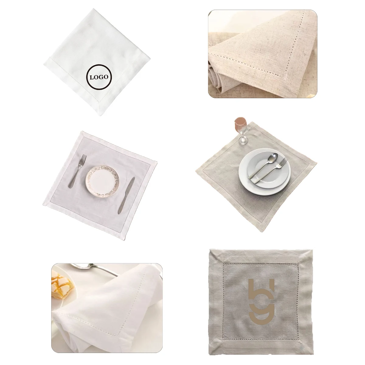 MOQ50 Linen Napkins With Silk Threads 1