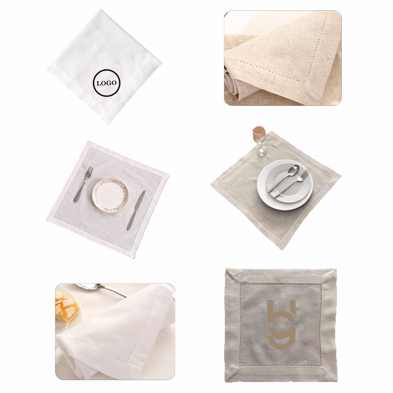 MOQ50 Linen Napkins With Silk Threads