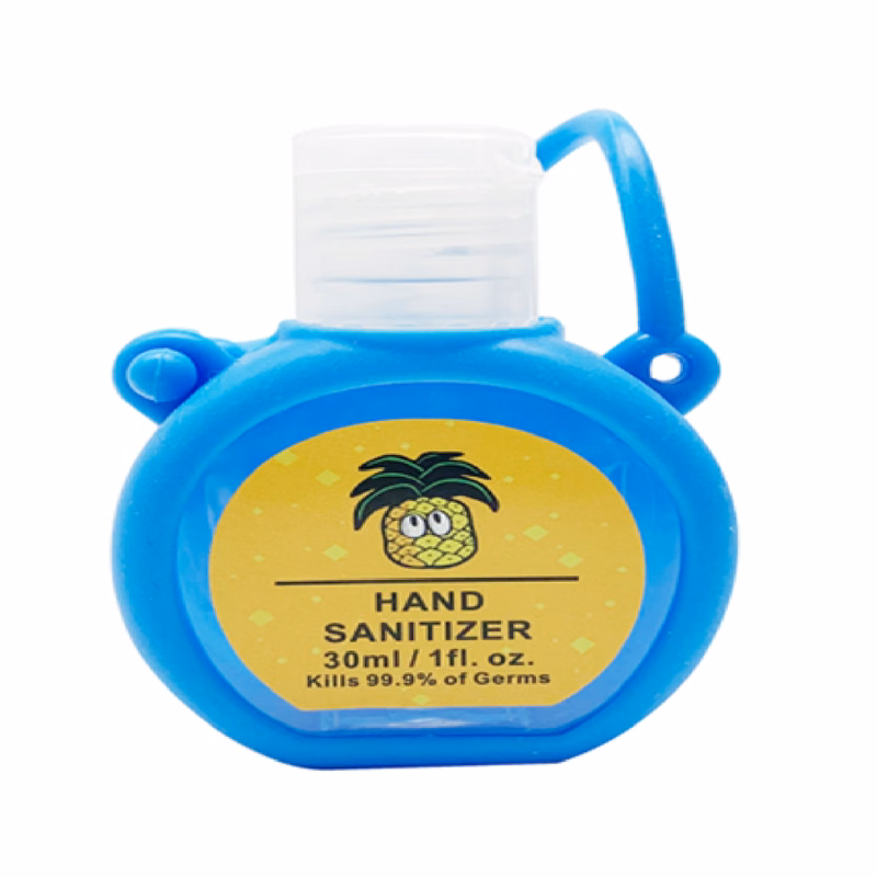 Hand Sanitizer Round PET Bottle with Silicone Holder - Style