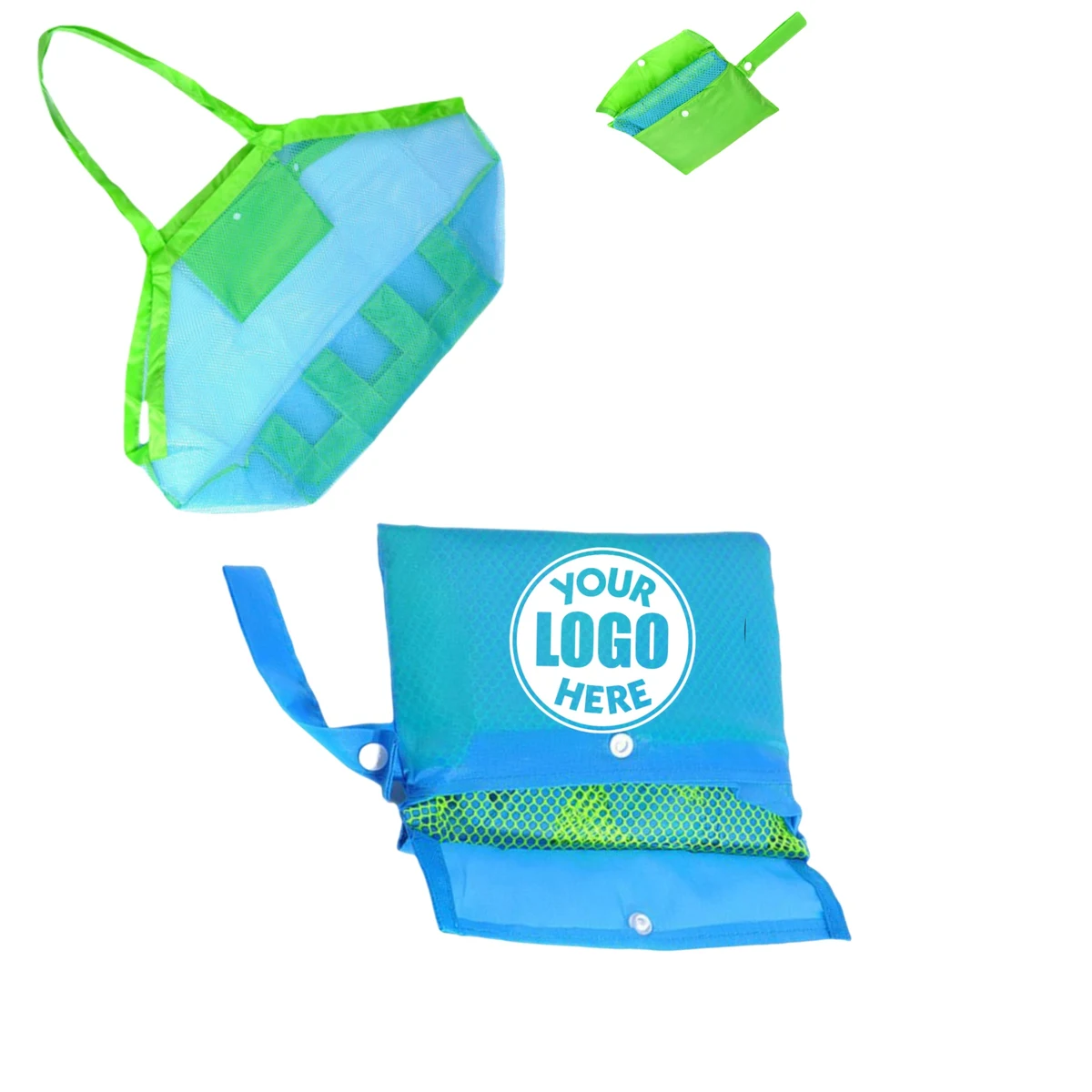 Foldable Beach Mesh Tote Bag, custom tote bag with logo imprint 1