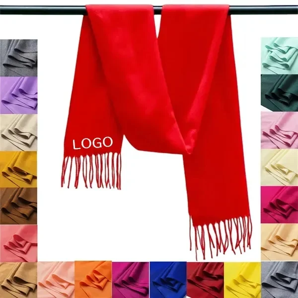 Soft Cashmere-Like Shawl Scarf with Solid Color Wrap 1