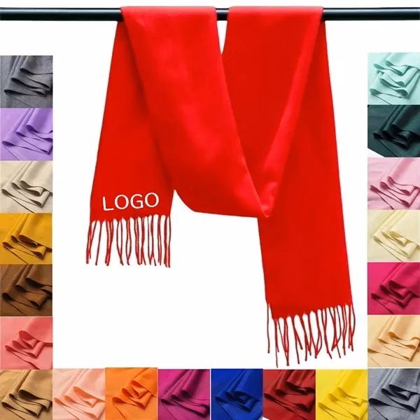 Soft Cashmere-Like Shawl Scarf with Solid Color Wrap