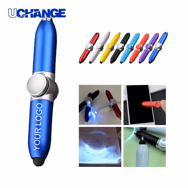 LED Fidget Pen Tool 0.4" x 5.12" with Touch Screen Stylus and Logo Imprint