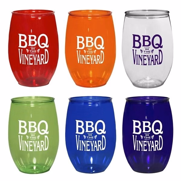 10 oz. Stemless Plastic Wine Glasses