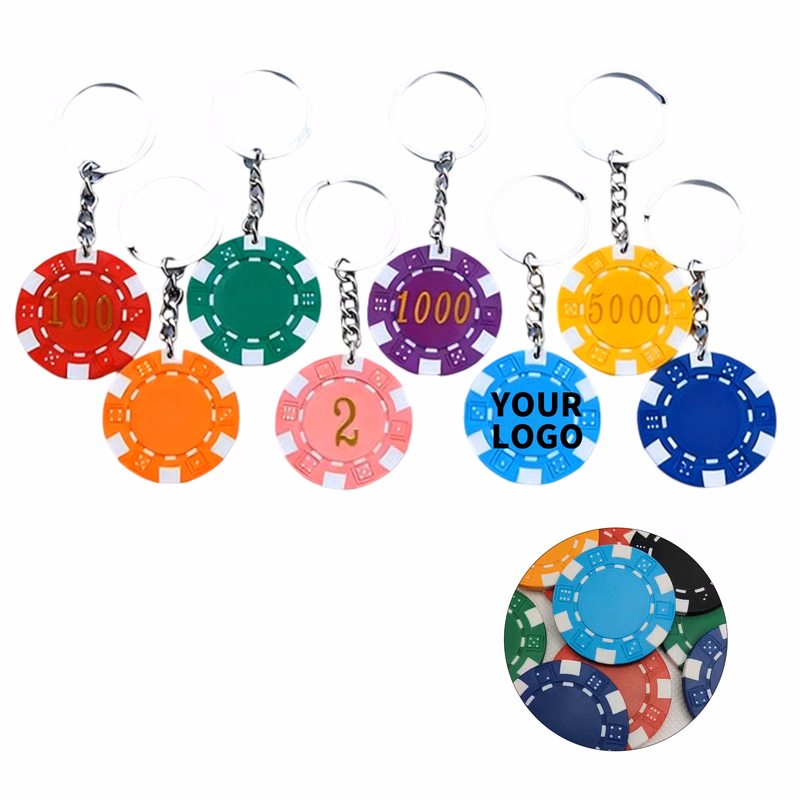 Poker Chip Keychain Two Side Imprint 1.6" Diameter