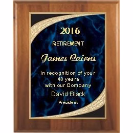 7" x 9" Cherry Finish Plaque with Blue Majestic Plate