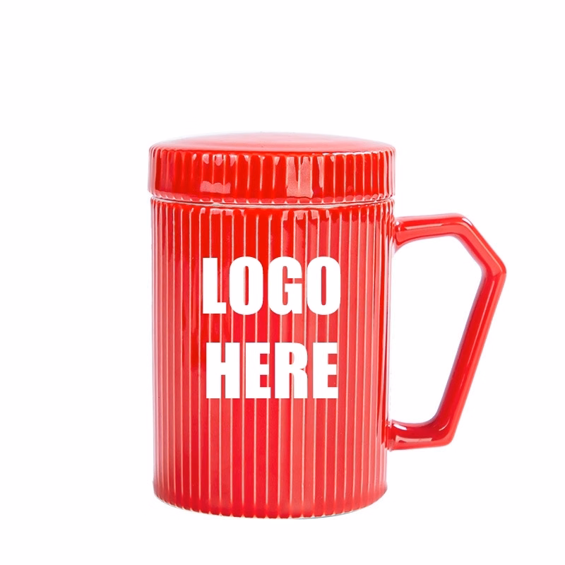 Custom 12 Oz Creative Striped Ceramic Mug