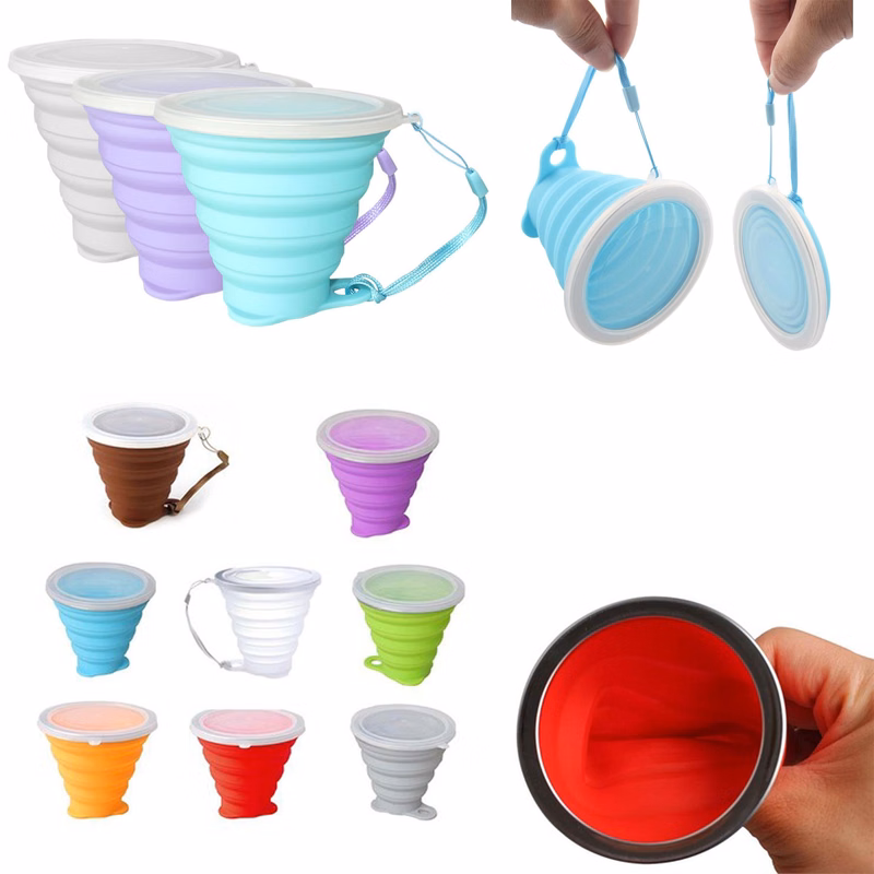270mL Portable Foldable Silicone Cup With Carrying Rope