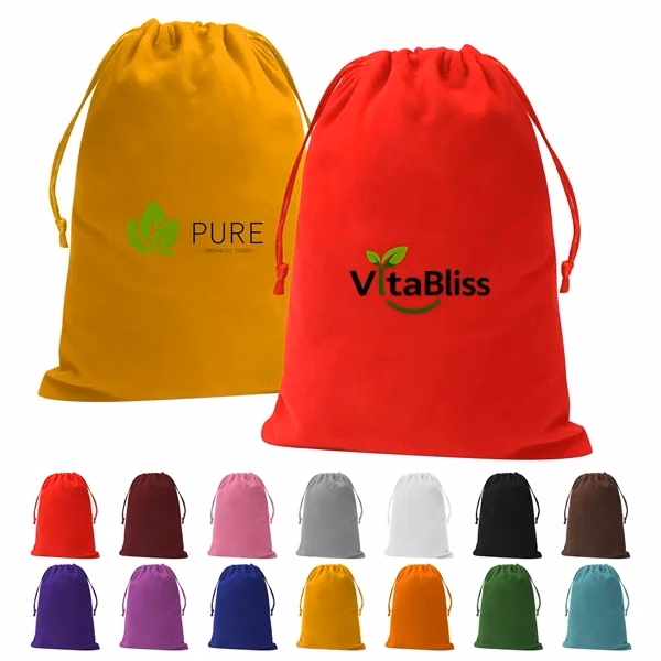 Custom 6" x 8" Velvet Drawstring Jewelry Pouch — Premium Gift Packaging