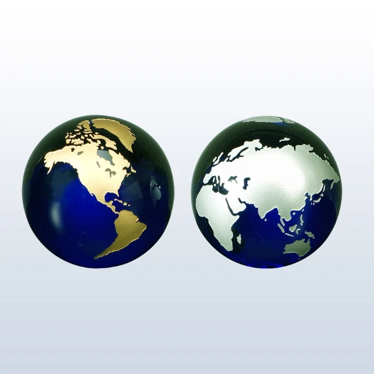 Cobalt Blue Globe Optic Crystal Award - Gold 1