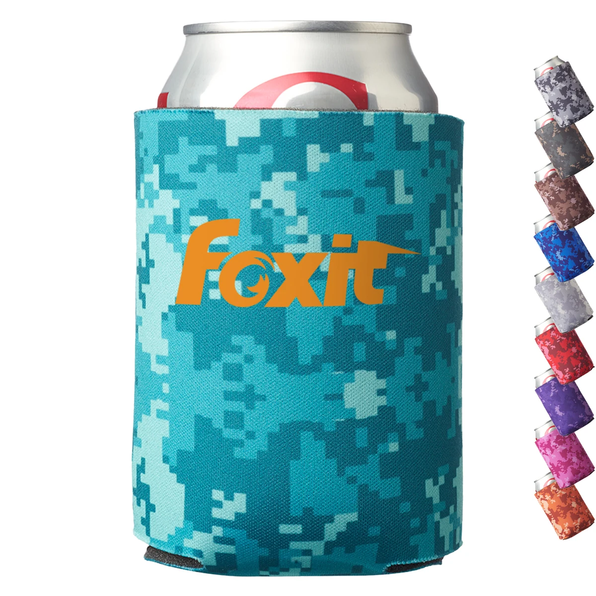 Digital Camo Foam Can Coolers, custom koozie with logo imprint 1