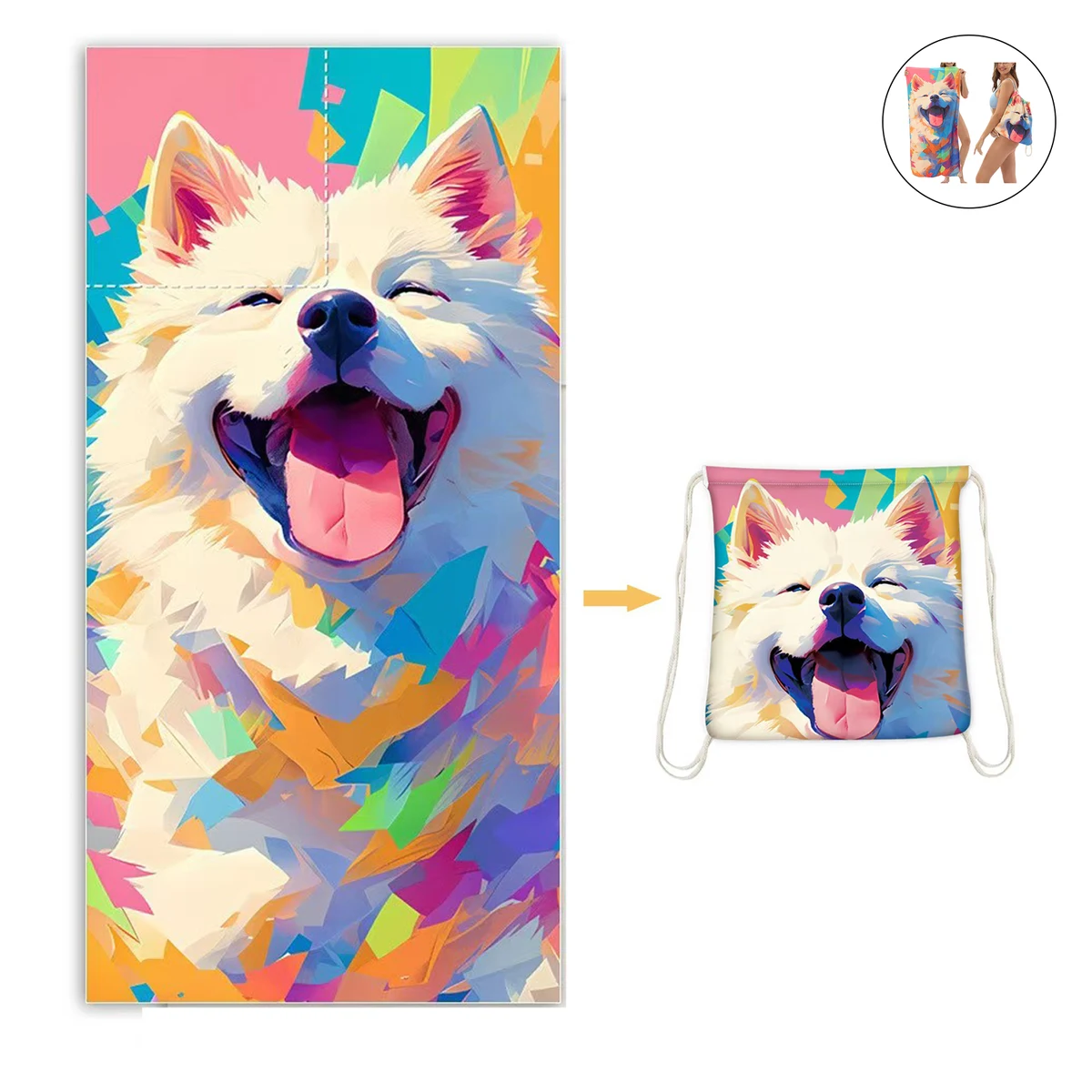 2 in 1 Beach Towel and Drawstring Backpack 1