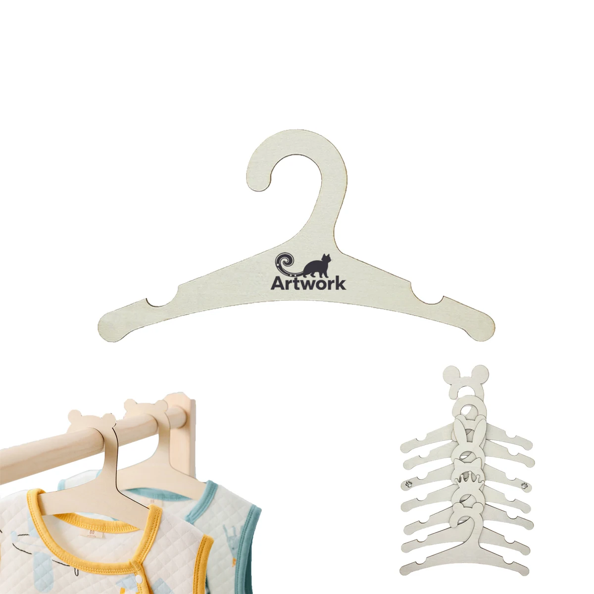 Customized Small Cute Wooden Clothes Hanger 1