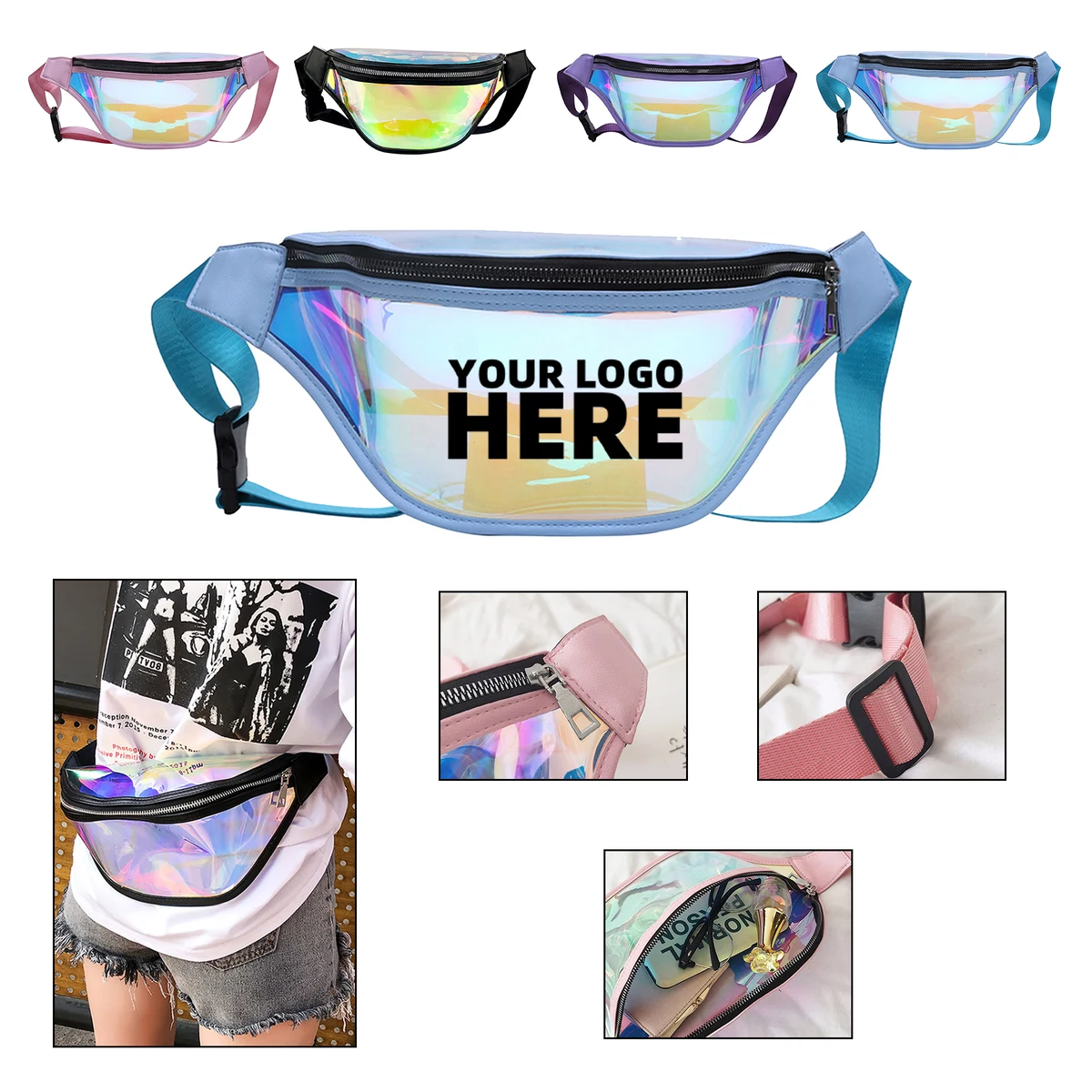 Mini Fashion PU Laser Belt Bag 1