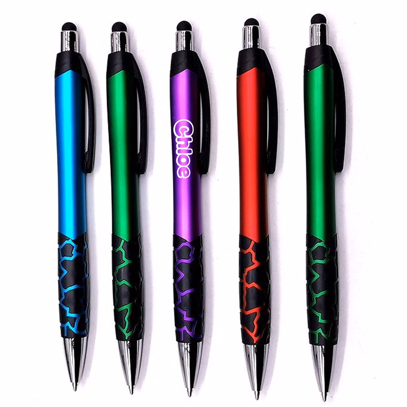 Plastic Retractable Ballpoint Pen w/ Stylus