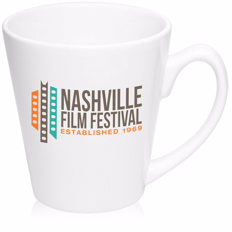 12 oz. Glossy Ceramic Latte Coffee Mug - White