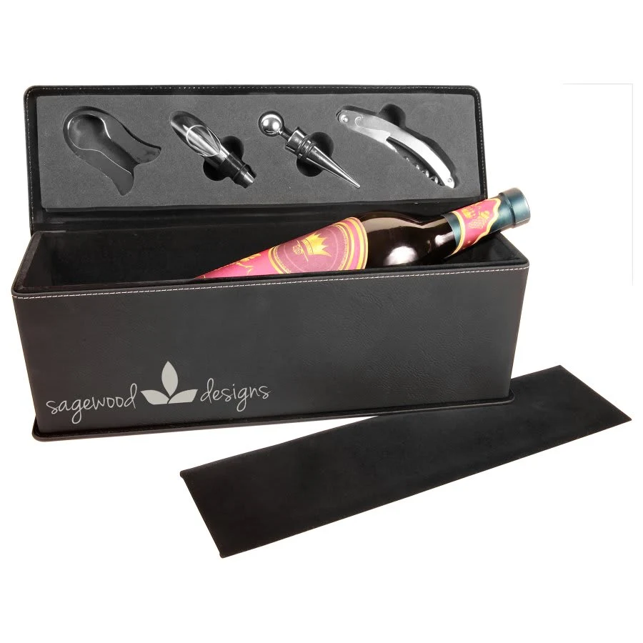Laserable Leatherette Single Wine Box With Tools 1