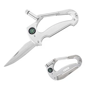 Carabiner Multi Tool With Knife Flashlight Compass 1
