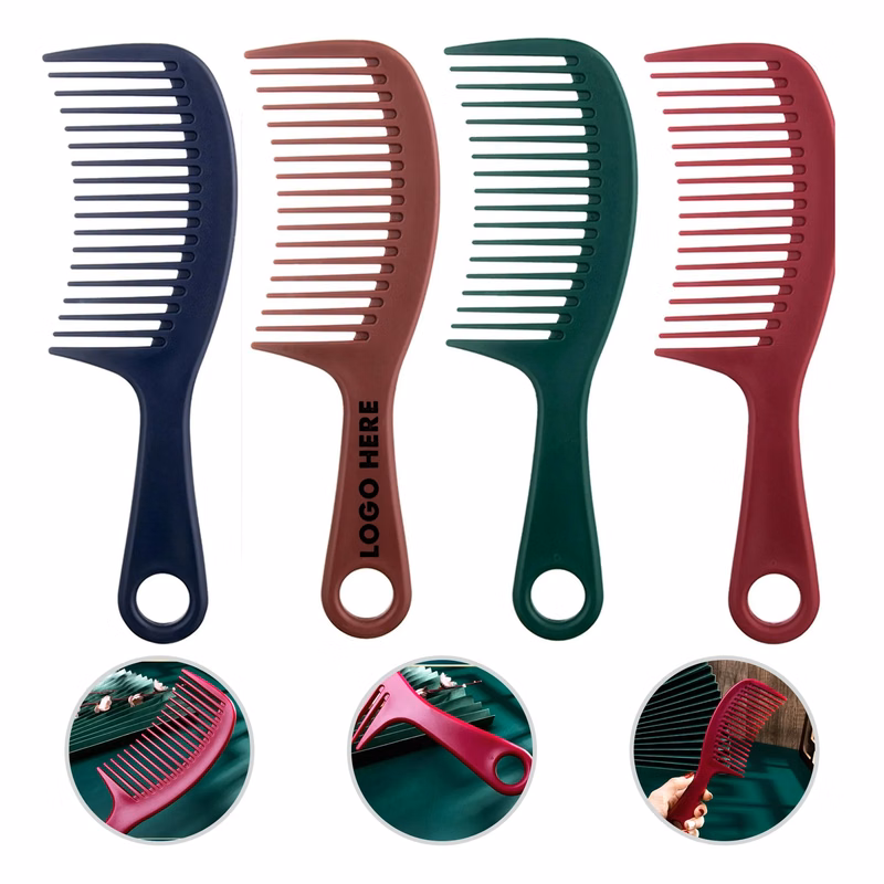 Solid Color Plastic Wide Teeth Hair Comb