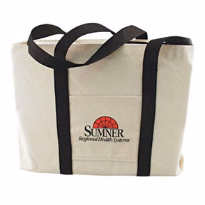 Natural Canvas Tote Bag w/Gusset & Small Pocket (14"x11"x3")