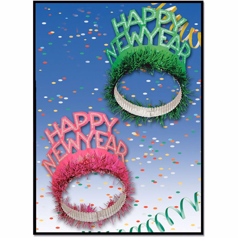 Happy New Year Tiaras - Assorted Fringe